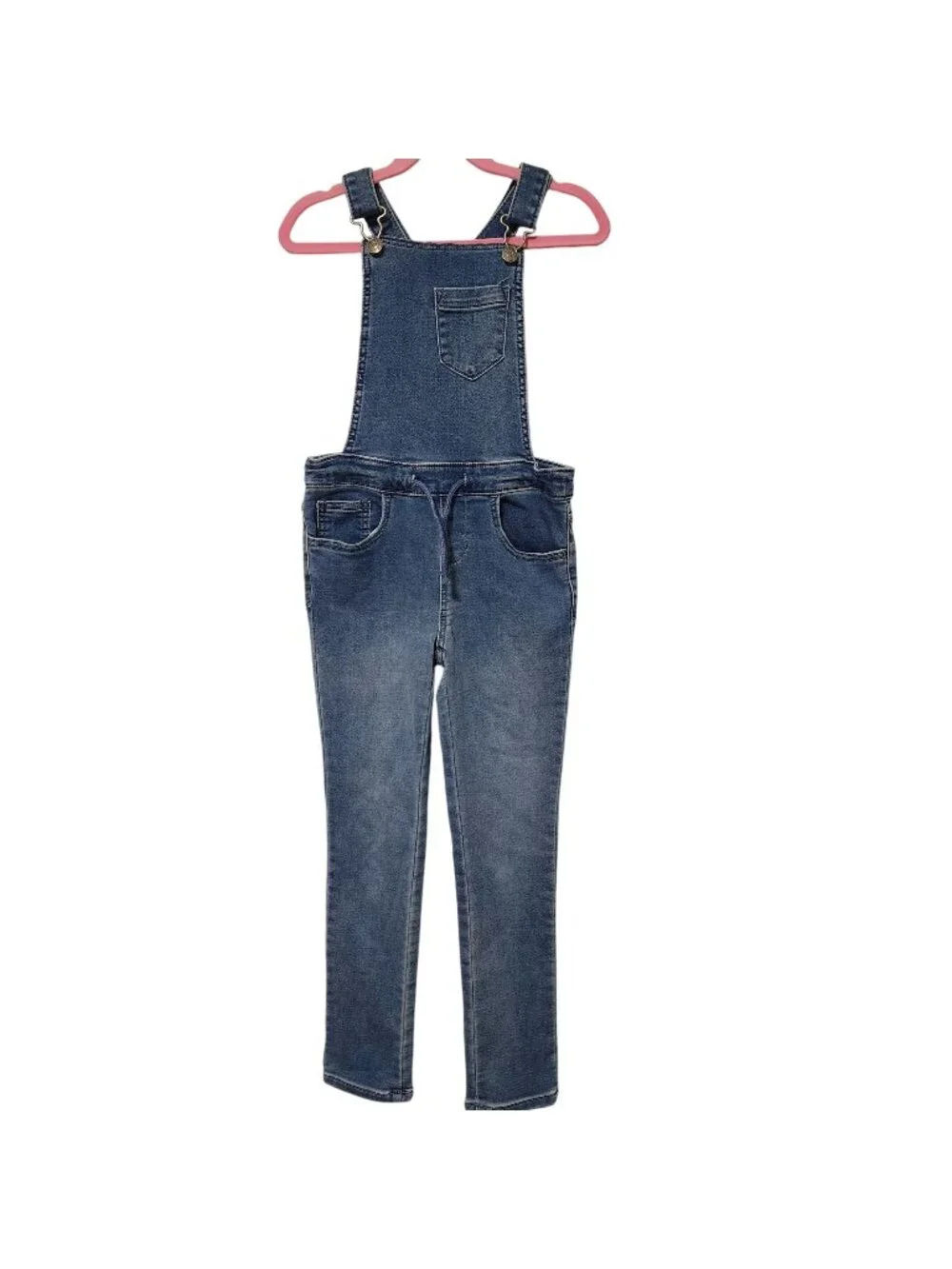 Cat and Jack denim overalls jumper sz 7-8 girl blue stretch